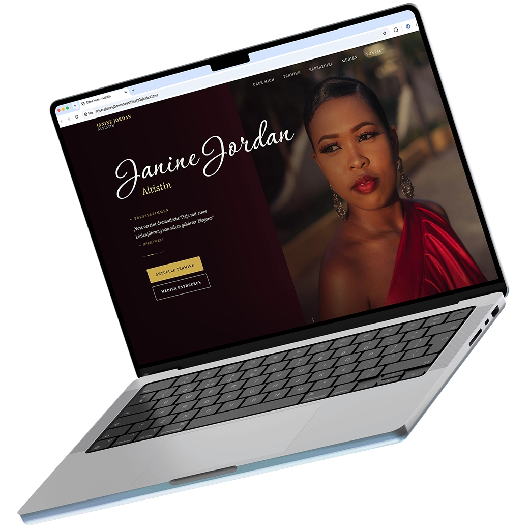 MacBook Screen mit Website einer Altistin